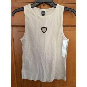 Women's Wild Fable Beige Heart Cut Out Ribbed Tank top Size Medium NWT